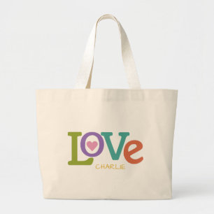 Colourful Love custom name tote bags