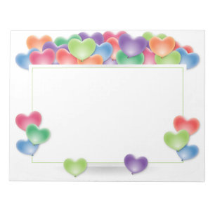 Colourful Love Heart Balloons Frame Notepad