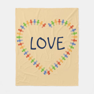 Colourful LOVE Heart Design Fleece Blanket