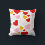 Colourful Love Heart Pattern Design pillows<br><div class="desc">A vibrant and cheerful heart pattern featuring red,  pink,  white,  yellow,  and pastel-coloured hearts scattered on a clean white background. Perfect for romantic gifts,  Valentine's Day,  wedding designs,  or couple-themed merchandise. This playful and modern design adds a touch of love and happiness to any product.</div>