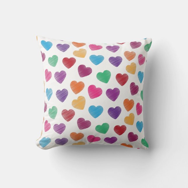 Colourful Love Heart Pattern Valentine's Day Cushion (Front)