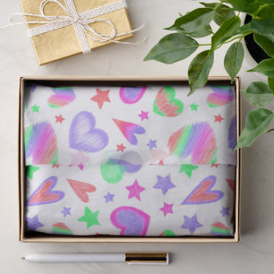 Colourful Love Heart Romantic Girly Pattern Modern Tissue Paper