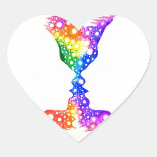Colourful love heart sticker