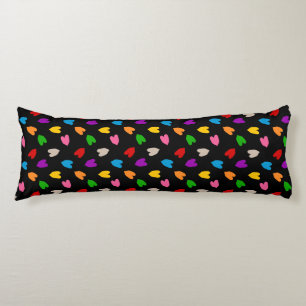 Colourful Love Hearts Pattern Design Black Body Cushion