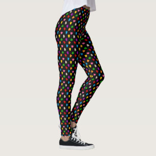 Colourful Love Hearts Pattern Design Black  Leggings