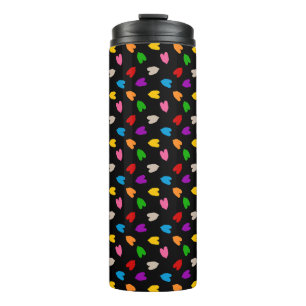 Colourful Love Hearts Pattern Design Black Thermal Tumbler