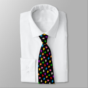 Colourful Love Hearts Pattern Design Black Tie