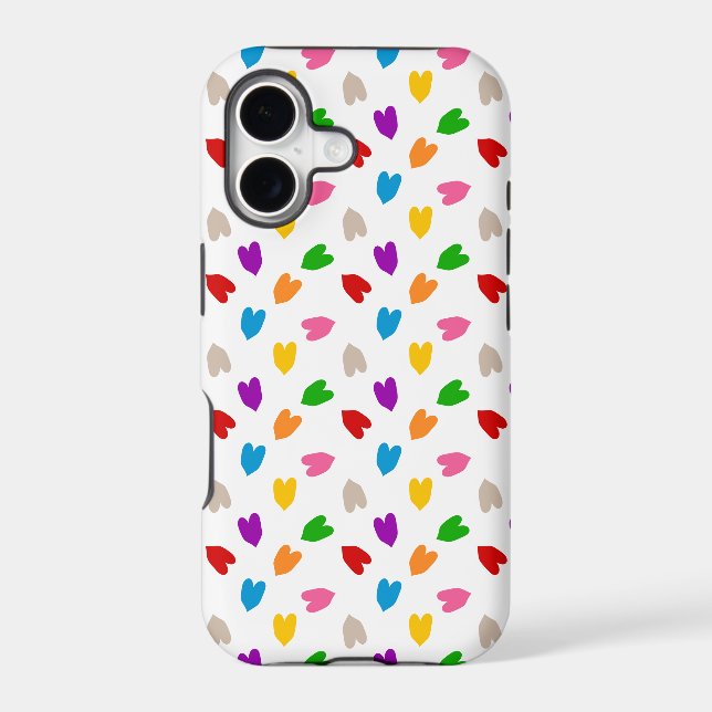 Colourful Love Hearts Pattern Design White  (Back)