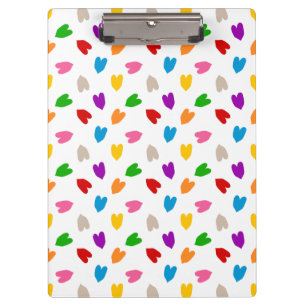 Colourful Love Hearts Pattern Design White Clipboard