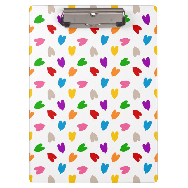 Colourful Love Hearts Pattern Design White  Clipboard (Front)