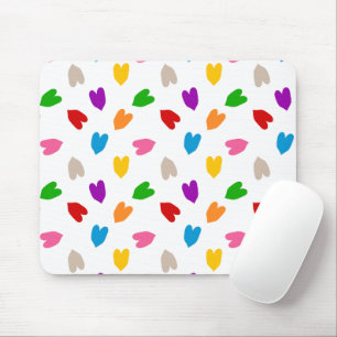 Colourful Love Hearts Pattern Design White  Mouse Pad