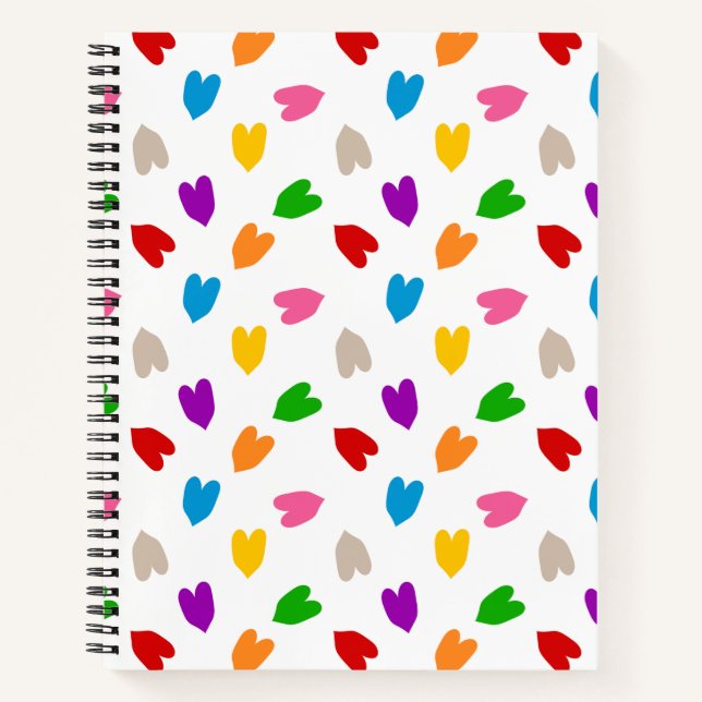 Colourful Love Hearts Pattern Design White  Notebook (Front)