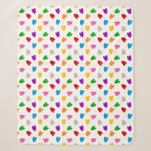 Colourful Love Hearts Pattern Design White Sherpa Blanket