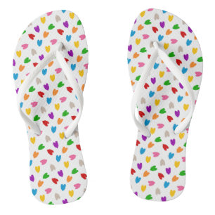 Colourful Love Hearts Pattern Design White Thongs