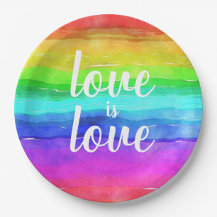 Colourful Love is Love Rainbow Paper Plate
