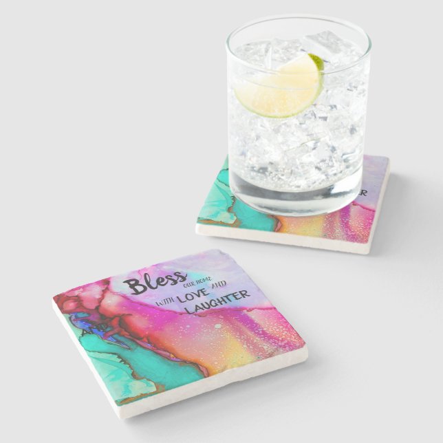 Colourful Love & Laughter Coaster (Side)