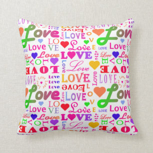 Colourful Love Love Love Love Love Love Cushion