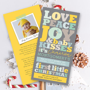 Colourful Love Peace Joy And Baby Kisses Letters Holiday Card