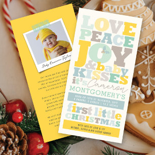 Colourful Love Peace Joy And Baby Kisses Letters Holiday Card