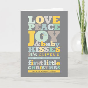 Colourful Love Peace Joy And Baby Kisses Letters Holiday Card