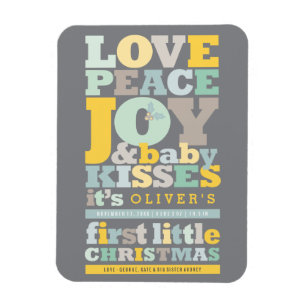 Colourful Love Peace Joy And Baby Kisses Letters Magnet