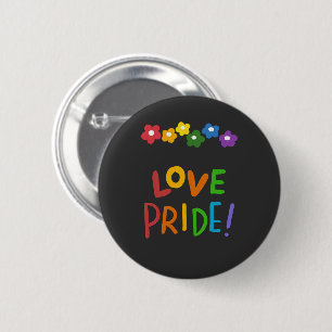 Colourful Love Pride Flowers Black 6 Cm Round Badge