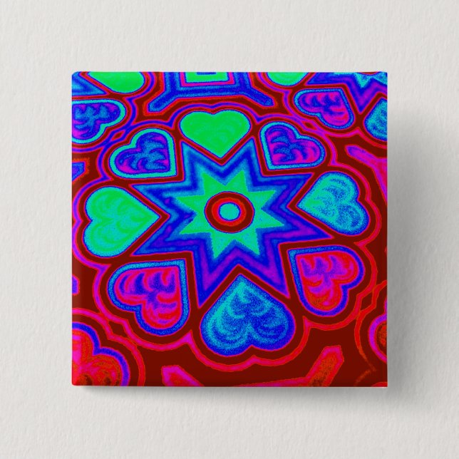 'Colourful Love' Square Button (Front)