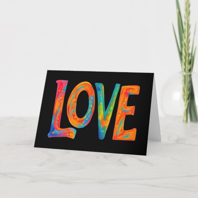 Colourful Love Word Blank Card (Front)