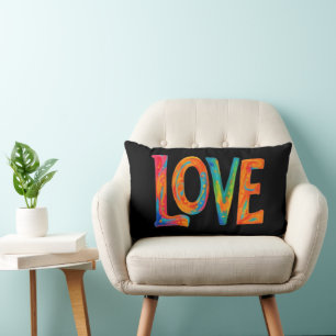 Colourful Love Word Lumbar Throw Pillow