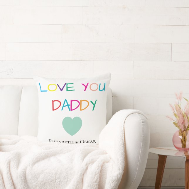 Colourful "Love You Daddy" – Fun & Heartfelt Gift  Cushion (Couch)