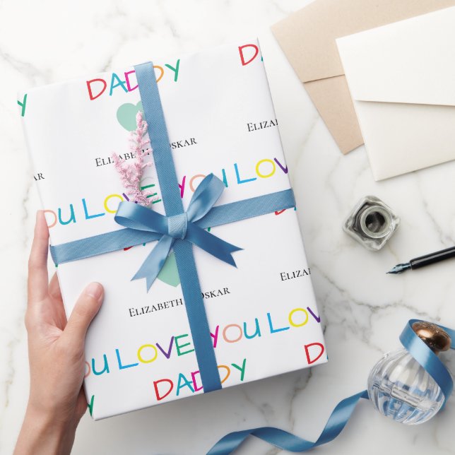Colourful "Love You Daddy" – Fun & Heartfelt Gift  Wrapping Paper (Gifting)