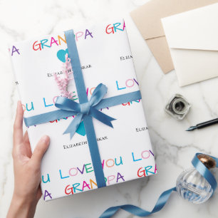 Colourful "Love You Grandpa"  – Fun & Heartfelt Wrapping Paper