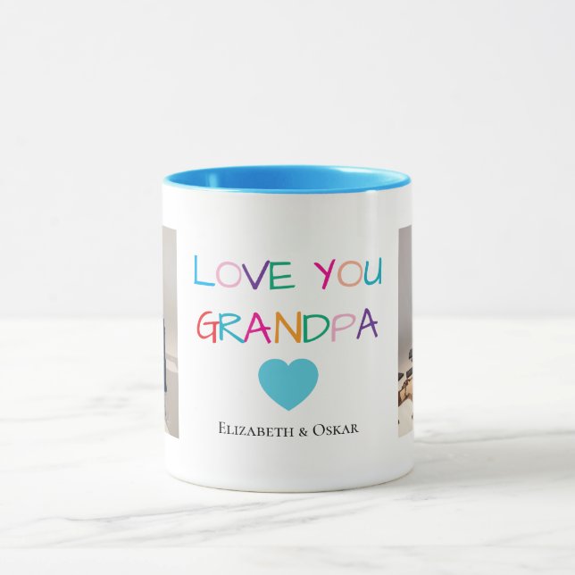 Colourful “Love You Grandpa” Text and Custom Photo Mug (Center)