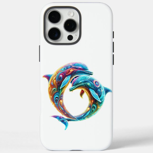 Colourful Loveable Dolphins Case-Mate iPhone Case (Back)