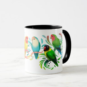 Colourful Lovebirds Group Mug