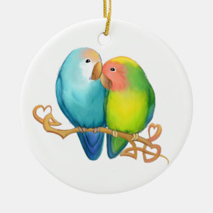 Colourful Lovebirds Ornament