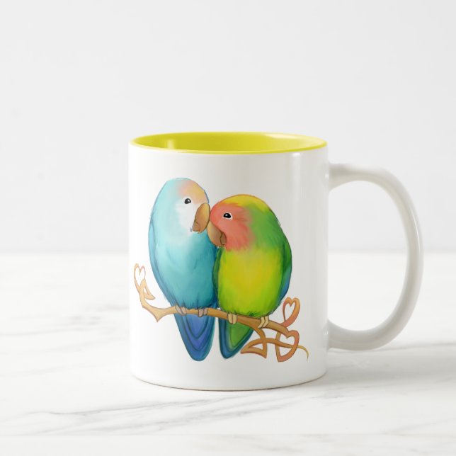 Colourful Lovebirds Two-Tone Coffee Mug (Right)