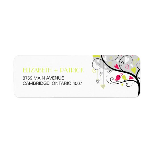 Colourful Lovebirds Winter Wedding Address Label