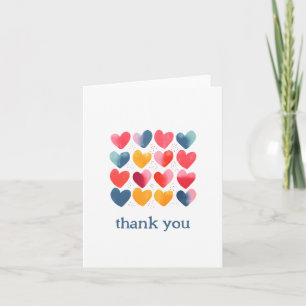 Colourful lover hearts thank you card