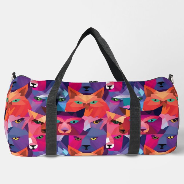 Colourful Low Poly Animals Pattern Duffle Bag (Front)