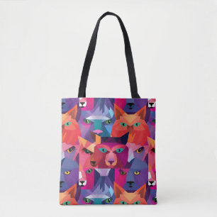 Colourful Low Poly Animals Pattern Tote Bag