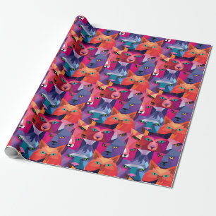 Colourful Low Poly Animals Pattern Wrapping Paper