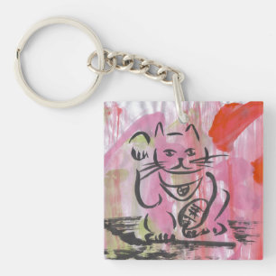 Colourful Lucky Cat Japanese Maneki Neko Keychain