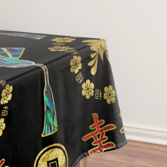Colourful Lucky Chinese Symbols  Pattern Tablecloth (In Situ)