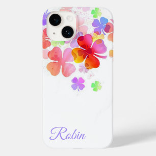 Colourful Lucky Four Leaf Clovers Personalised Case-Mate iPhone 14 Case