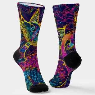 Colourful Lucky no 7 Cat Socks