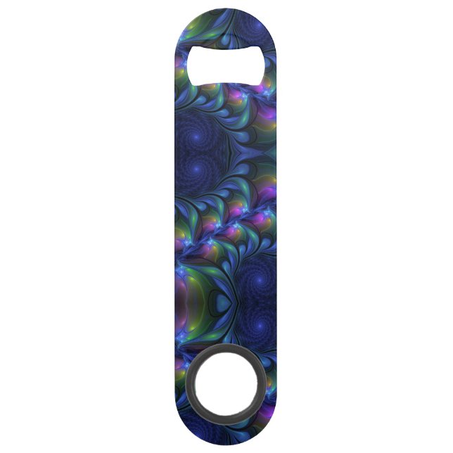 Colourful Luminous Abstract Blue Pink Green Fracta (Front)