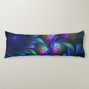 Colourful Luminous Abstract Blue Pink Green Fracta Body Cushion