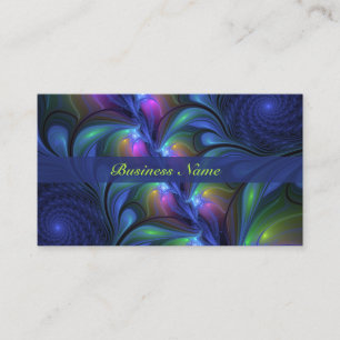 Colourful Luminous Abstract Blue Pink Green Fracta Business Card