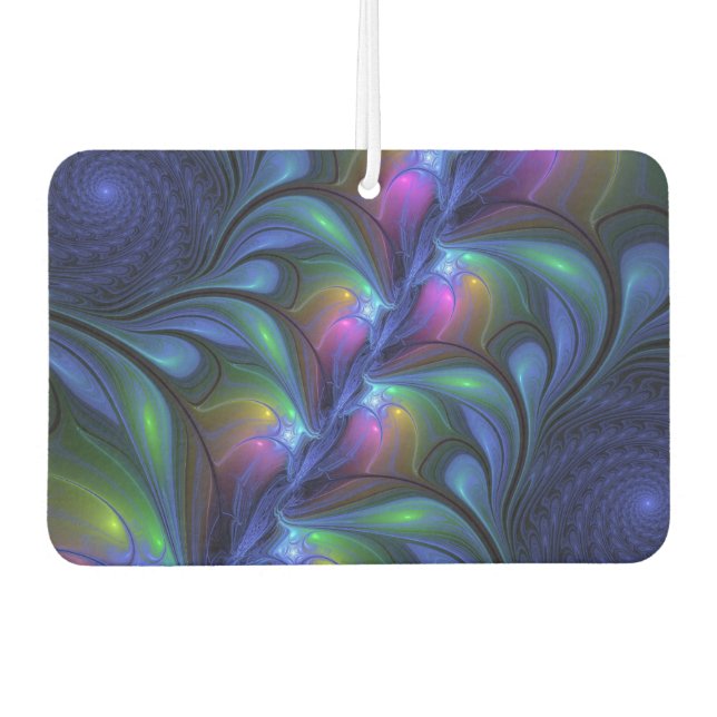 Colourful Luminous Abstract Blue Pink Green Fracta Car Air Freshener (Front)